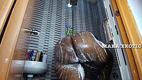 ebony nigerian couple shower standing doggystyle fuck - mara exotic