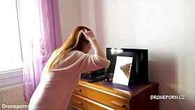 Beautiful Naked Redhead Karolinka Applying Makeup