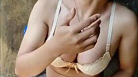 Amateur shemale masturbating nervously in open bathroom 😬