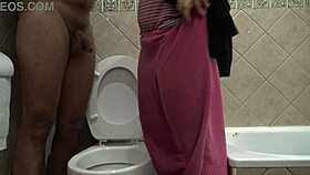 Taboo family! Horny stepmother watches 18yo stepson piss with thrill!