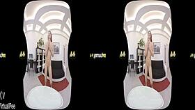 virtualpee brunette enjoys dildo and piss