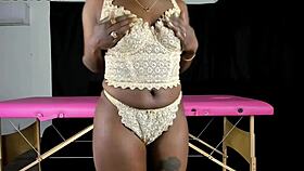 Model Poses In Vintage Lace Lingerie For Antique Shoot