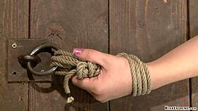 Lezdom Vibrates Tied-Up Slave in Hogtie 😈