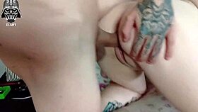 brunette gets cum on ass dominantly