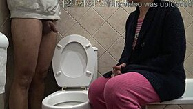 Taboo family! Horny stepmother watches 18yo stepson piss with thrill!