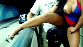 hot girl shows off in tunnel