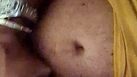 Blonde milf aline gives handjob to flavio before sleep