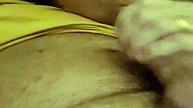 Blonde milf aline gives handjob to flavio before sleep