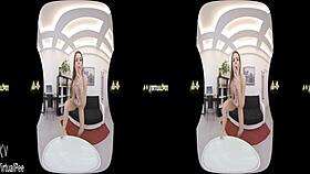 virtualpee brunette enjoys dildo and piss