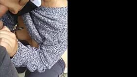 i watch this hot brunette sucking cock in public outdoor flashing