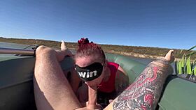 Caught a mermaid giving deep throat blowjob with big ass outdoor.