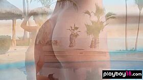 Jennifer vaughn poses nude by the pool