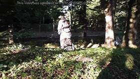 Hairy mature woman flashing her pussy in the park! So exhibitionist 😏