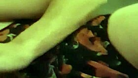 Blonde milf aline gives handjob to flavio before sleep