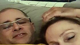 Blonde milf aline gives handjob to flavio before sleep