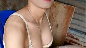 Amateur shemale masturbating nervously in open bathroom 😬