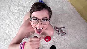 Pretty Jade Valentine Sucks and Licks Cock Head Hungrily