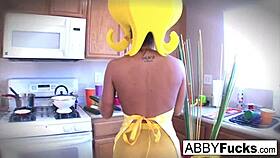 Abigail's Giant Cucumber Kitchen Masturbation