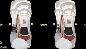 virtualpee brunette enjoys dildo and piss