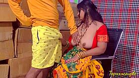 Hot beautiful landlady fucked hard in warehouse by friend, blowjob, big tits