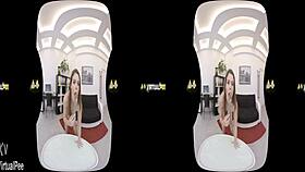 virtualpee brunette enjoys dildo and piss