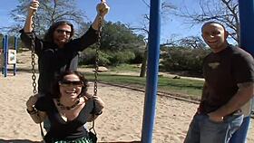 Look, my horny wife with big tits got drilled by a stranger outdoors