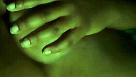 licking nipples feels so good at night in solo session