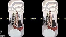 virtualpee brunette enjoys dildo and piss