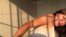 woman flashes in cosplay lingerie solo