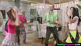 Teens Ride Stepfathers In Intense Orgy!