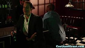 Petite Presley Hart in a storyline roleplay on the couch. She wears stockings and lingerie.