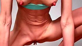 In yoga session, she masturbates with berrythrone dildo, riding it to orgasm while stripping barefoot, pov view of wet pussy.