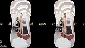 virtualpee brunette enjoys dildo and piss