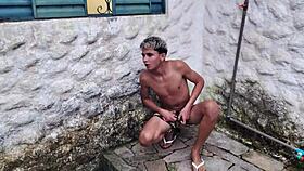 madastra seduces stepson with huge ass by the pool. virgin brother watches sneaky public action!