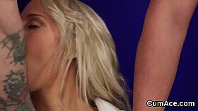 Peculiar Babe Swallows Jizz Load From Facial Bukkake