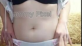 Horny Brunette Lammy Pixel Stripteases Gorgeous Ass