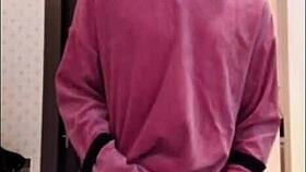 Asian Ladyboy Masturbating Her Dick Flashing It To A Woman And Cum