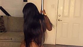 ebony divine shaking my fat ass and big tits on a huge pole