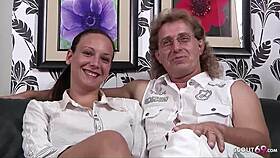 Big Saggy Tits German Teen 18+ Wife Surprises Old Husband With MMF Threesome!