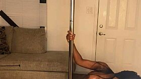 ebony divine shaking my fat ass and big tits on a huge pole