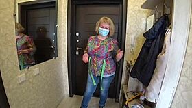 i visited my girlfriend and she fucked me with strapon milf in white panties doggystyle shaking big butt 😏