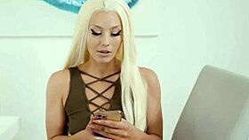 Tattooed blonde teen gets hard missionary pounding with big cock