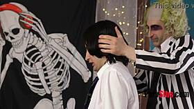 Hey, Beetlejuice stepsisters cast spells with their juicy teen pussies