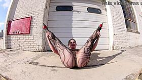 Milf in thong bodysuit walks the docks