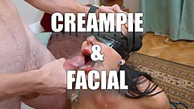 busty maid’s first day naked, cock washing, blowjob, and surprise creampie sex 😲