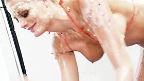 Intense sex wrestling with hot fucking and cum dessert