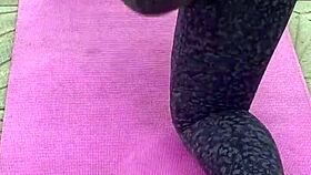 morning workout with a pretty ebony milf outdoors