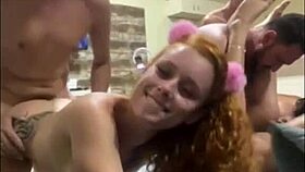 I watch three sluts bent over on the sofa in doggystyle