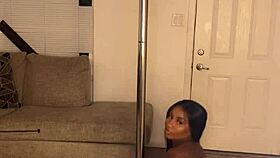 ebony divine shaking my fat ass and big tits on a huge pole