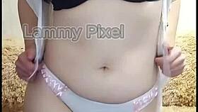 Horny Brunette Lammy Pixel Stripteases Gorgeous Ass